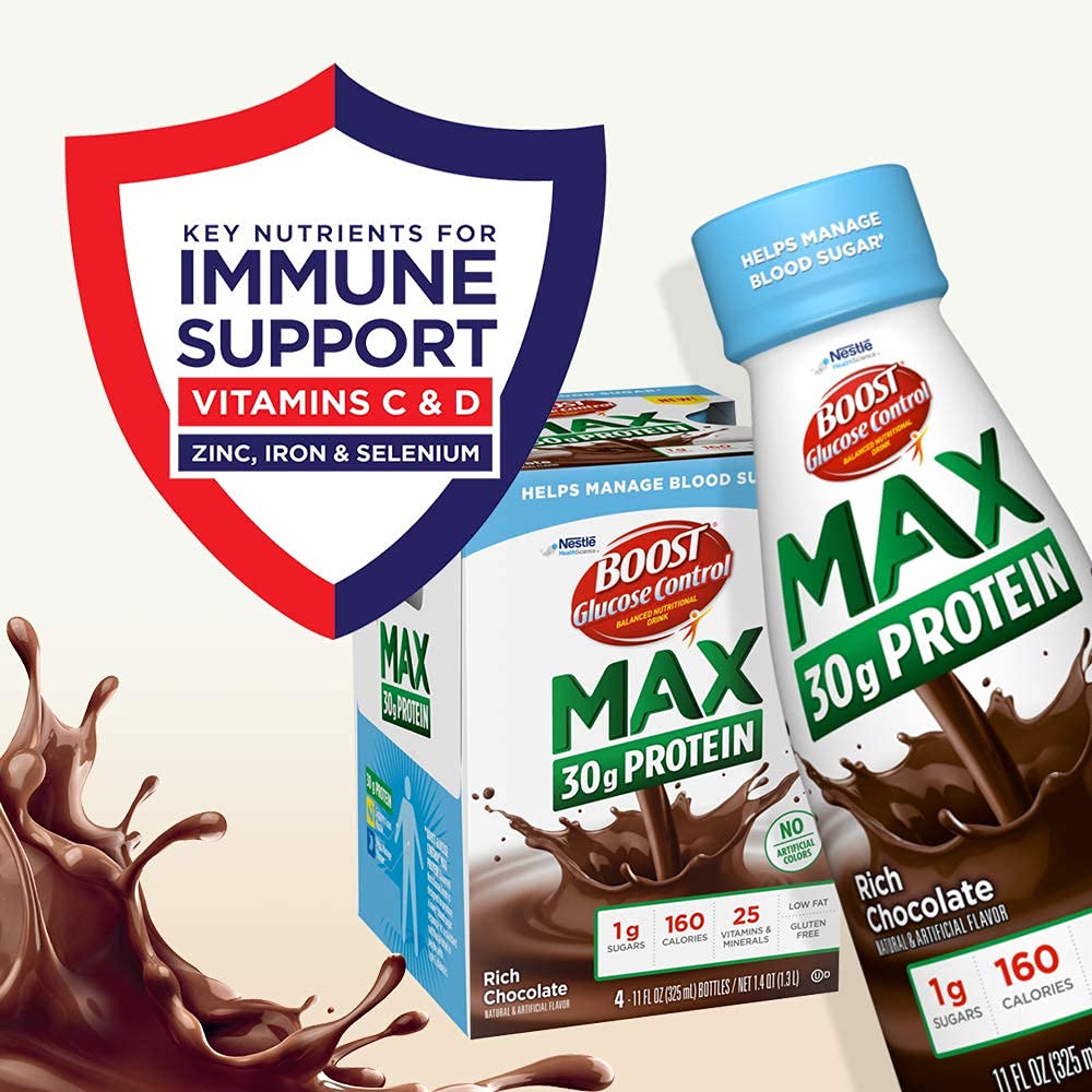 BOOST Glucose Control Max 30g Protein Nutritional Drink, Rich Chocolate, 12 Pack + BOOST Glucose Control Max 30g Protein Nutritional Drink, Very Vanilla, 12 Pack