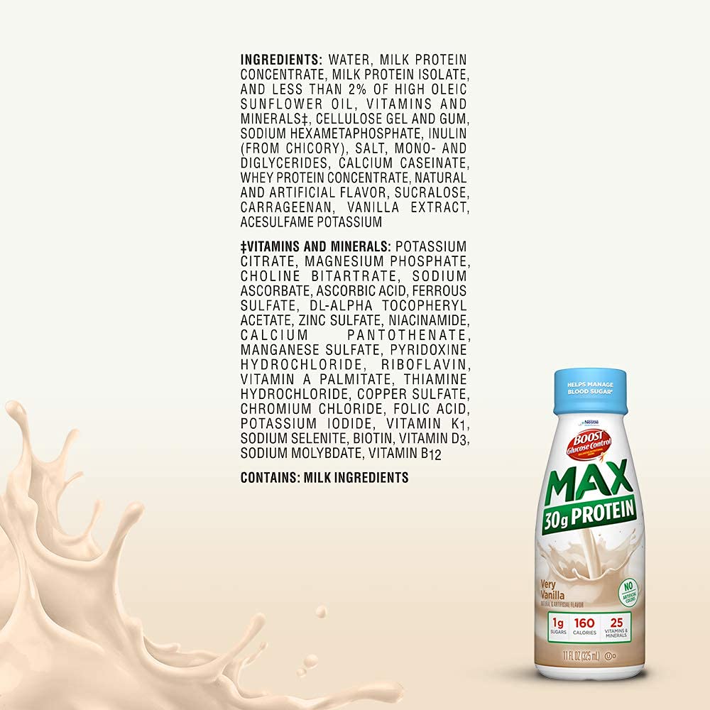 BOOST Glucose Control Max 30g Protein Nutritional Drink, Rich Chocolate, 12 Pack + BOOST Glucose Control Max 30g Protein Nutritional Drink, Very Vanilla, 12 Pack