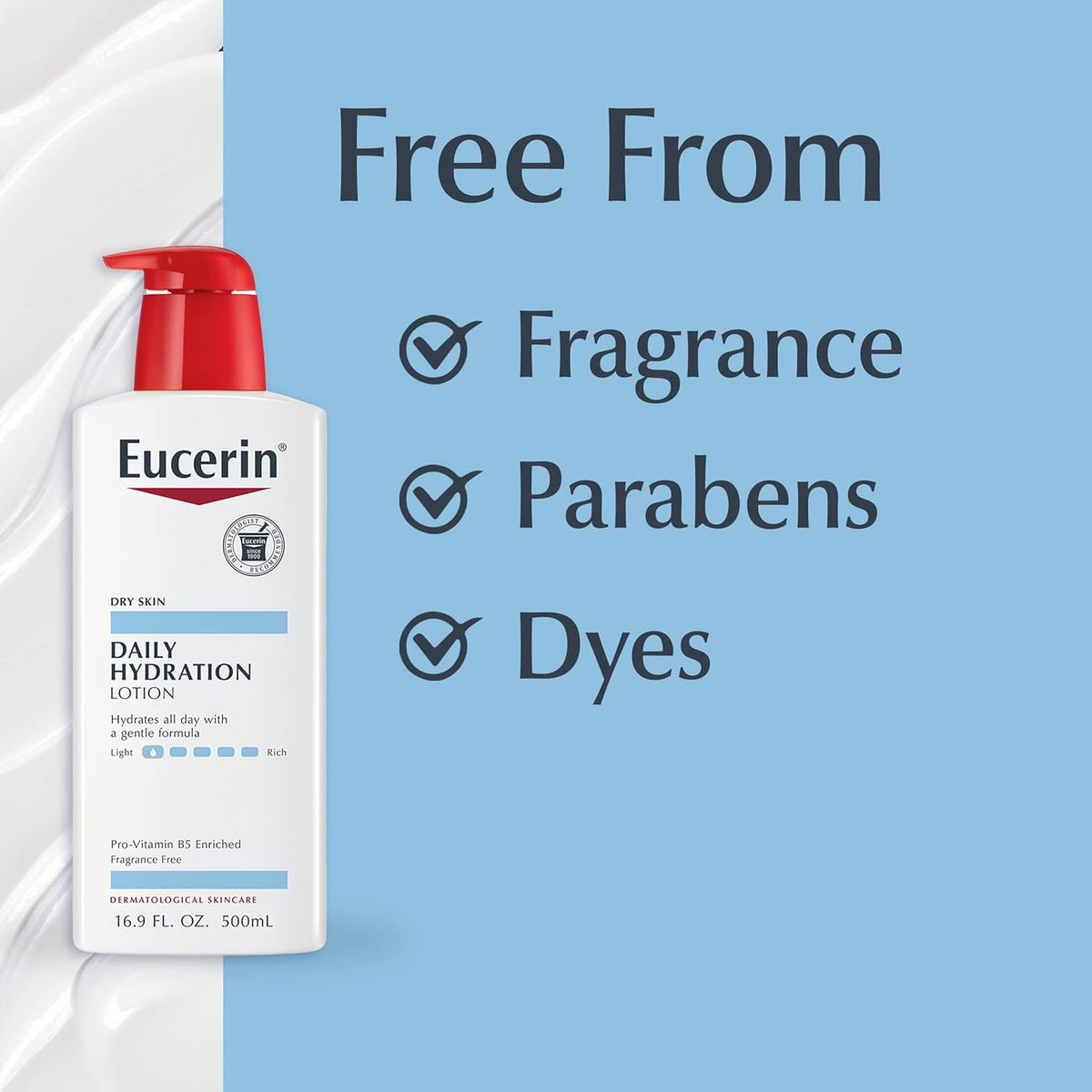 Eucerin Daily Hydration Body Lotion, Unscented Body Lotion for Sensitive Dry Skin, Holiday Gifts for Self Care, 16.9 Fl Oz Pump Bottles, Pack of 3