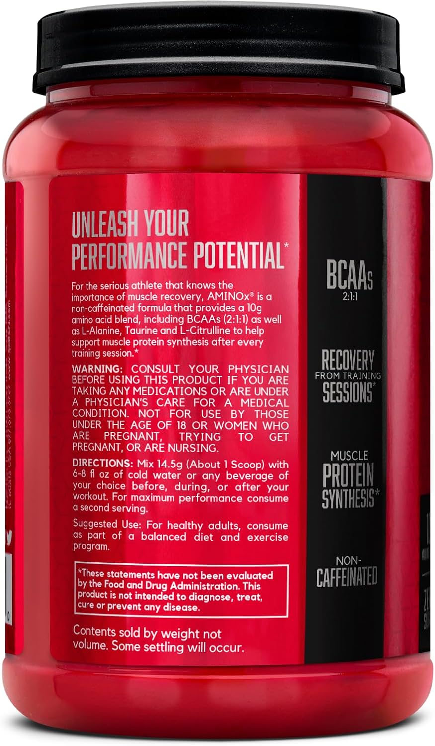 BSN Amino X BCAAs Recovery Powder, Caffeine Free, Watermelon, 70 Servings