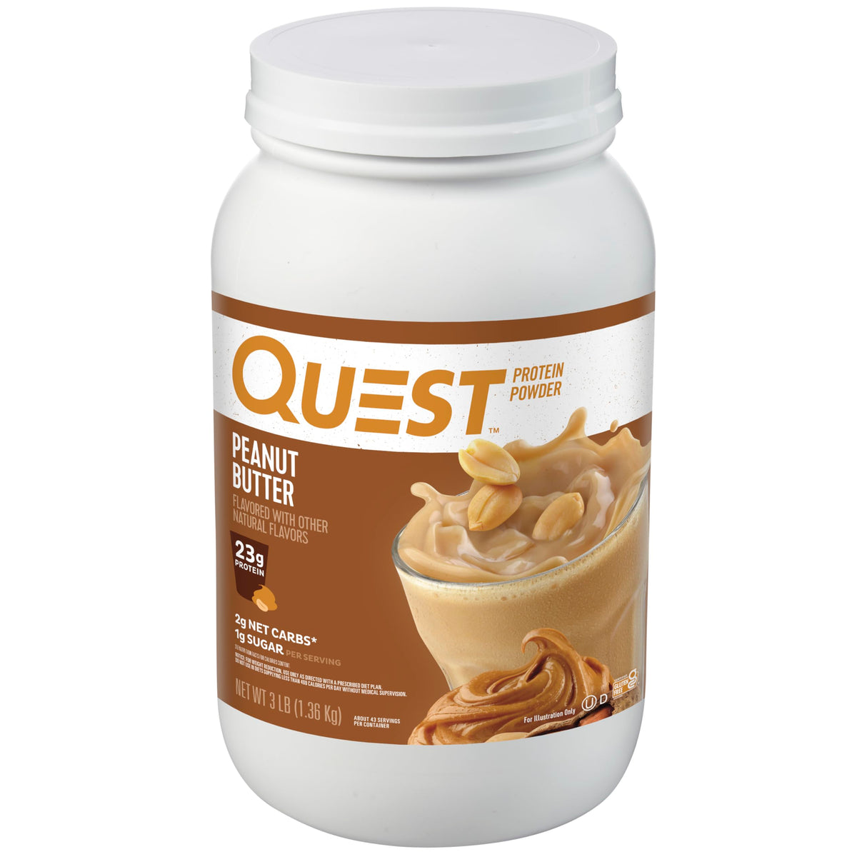 Quest Nutrition Vanilla Milkshake Protein Powder, 24g of Protein, 1g of Sugar, Low Carb, Gluten Free, 3 Pound, 43 Servings