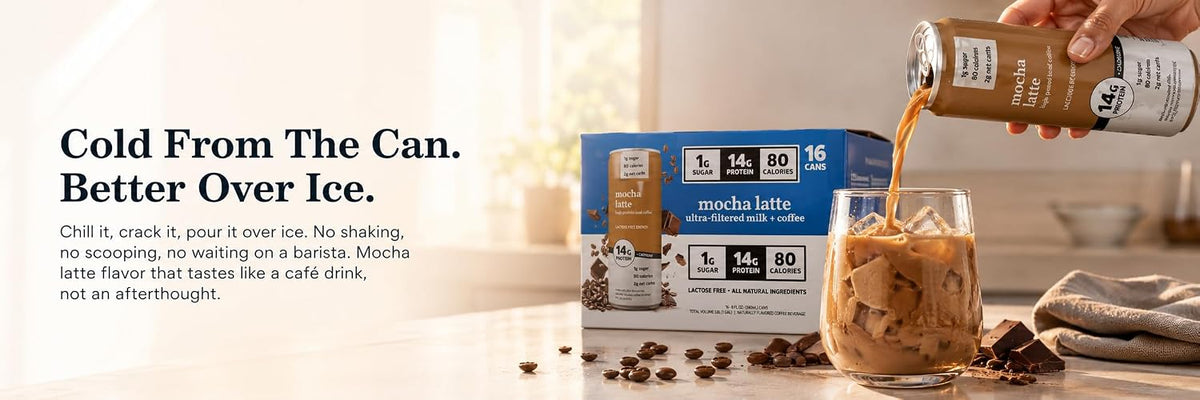 Protein Iced Coffee Mocha Latte, 14g Protein Drink, Lactose Free, 16 Pack