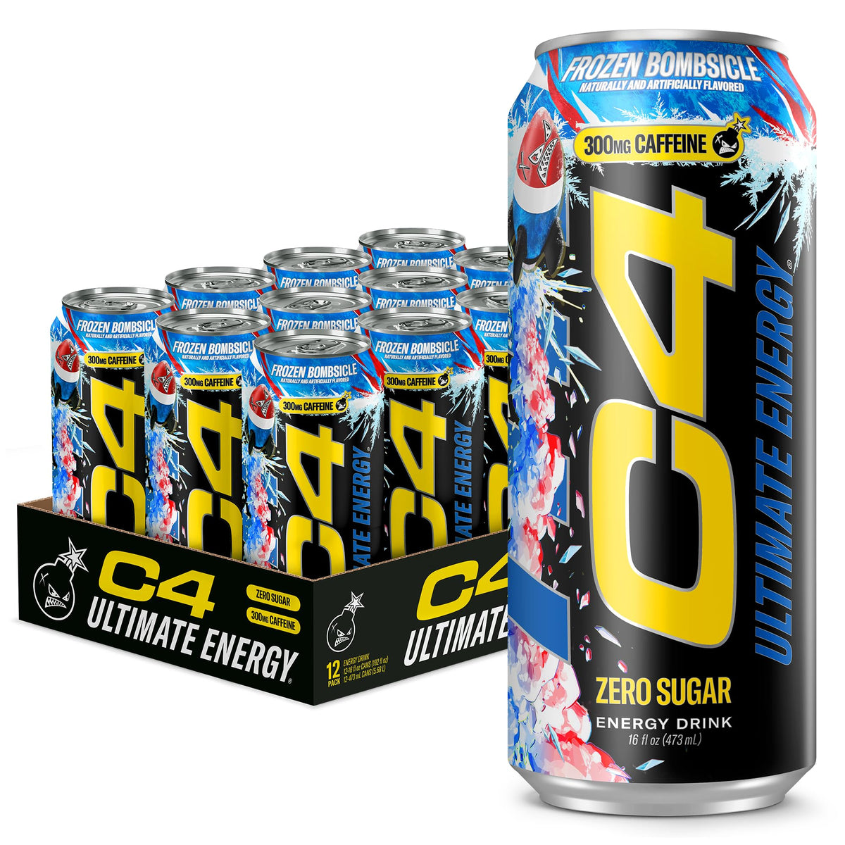 C4 Ultimate Energy Drink, Zero Sugar, Sour Blue Razzilla, 12pk