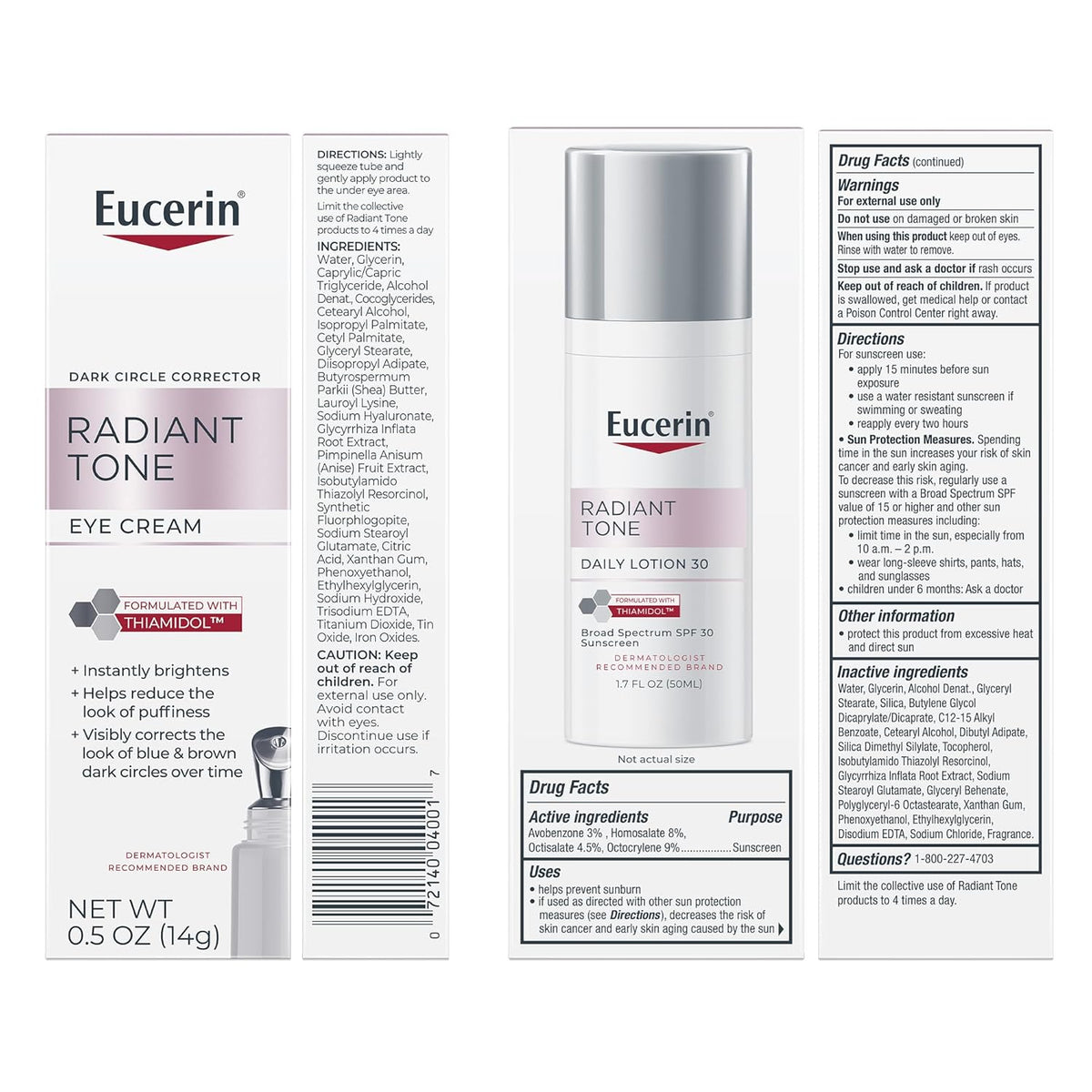 Eucerin Radiant Tone Daily Face Lotion with SPF 30, Dark Spot Corrector with Thiamidol + Eucerin Radiant Tone Eye Cream Dark Circle Corrector, Eye Brightening Cream with Thiamidol and Hyaluronic Acid
