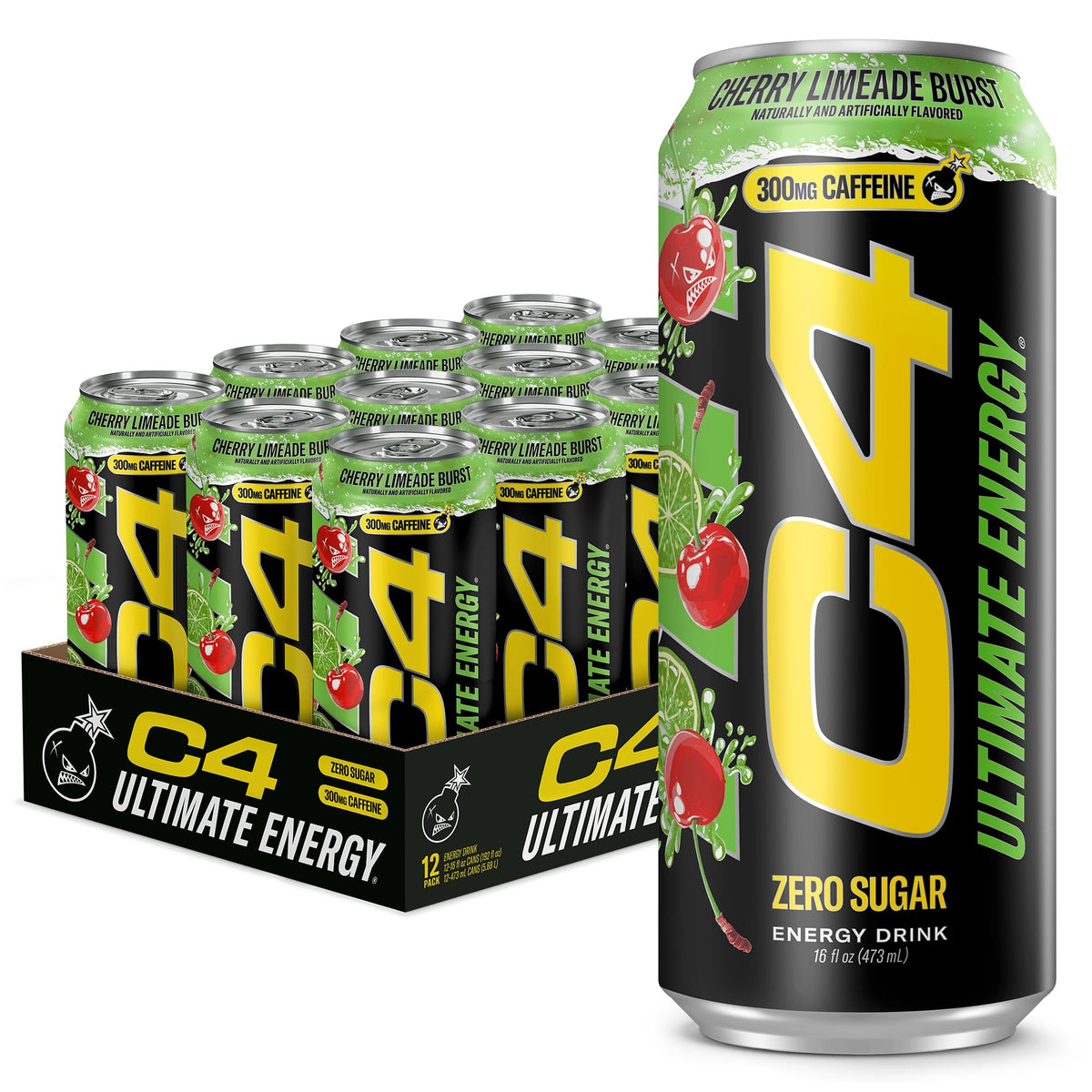 C4 Ultimate Energy Drink, Zero Sugar, Sour Blue Razzilla, 12pk