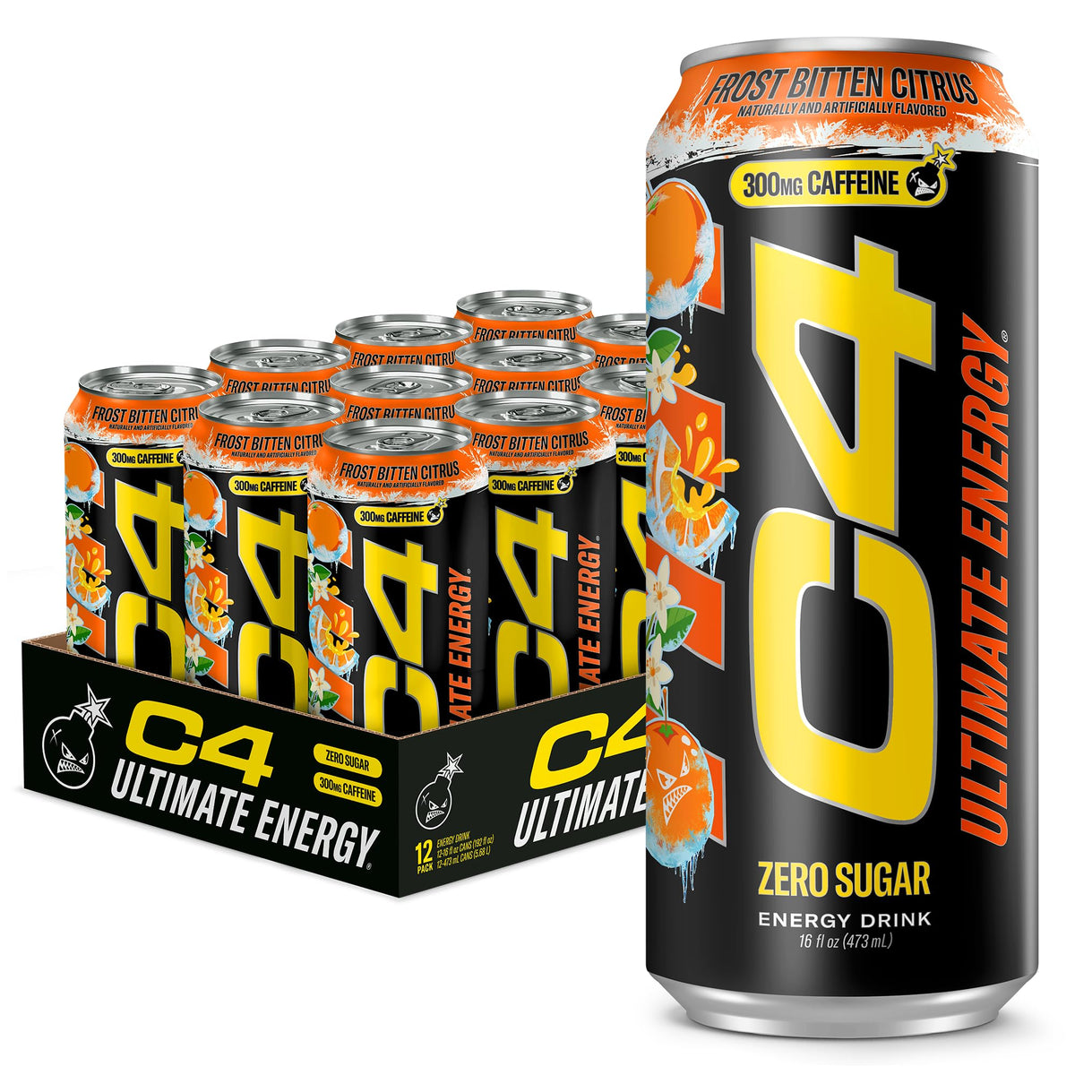 C4 Ultimate Energy Drink, Zero Sugar, Sour Blue Razzilla, 12pk