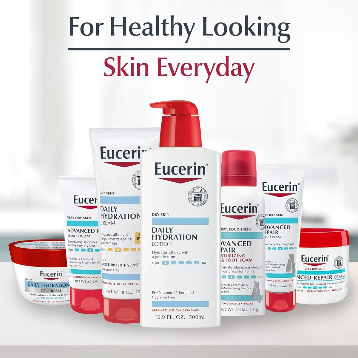 Eucerin Daily Hydration Body Lotion, Unscented Body Lotion for Sensitive Dry Skin, Holiday Gifts for Self Care, 16.9 Fl Oz Pump Bottles, Pack of 3