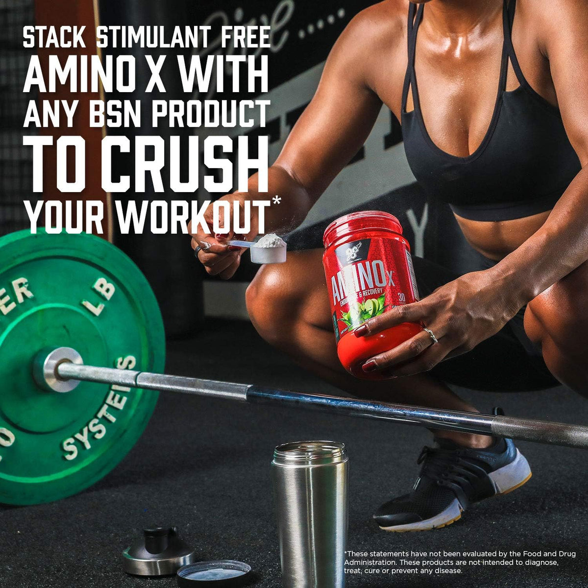 BSN Amino X BCAAs Recovery Powder, Caffeine Free, Watermelon, 70 Servings