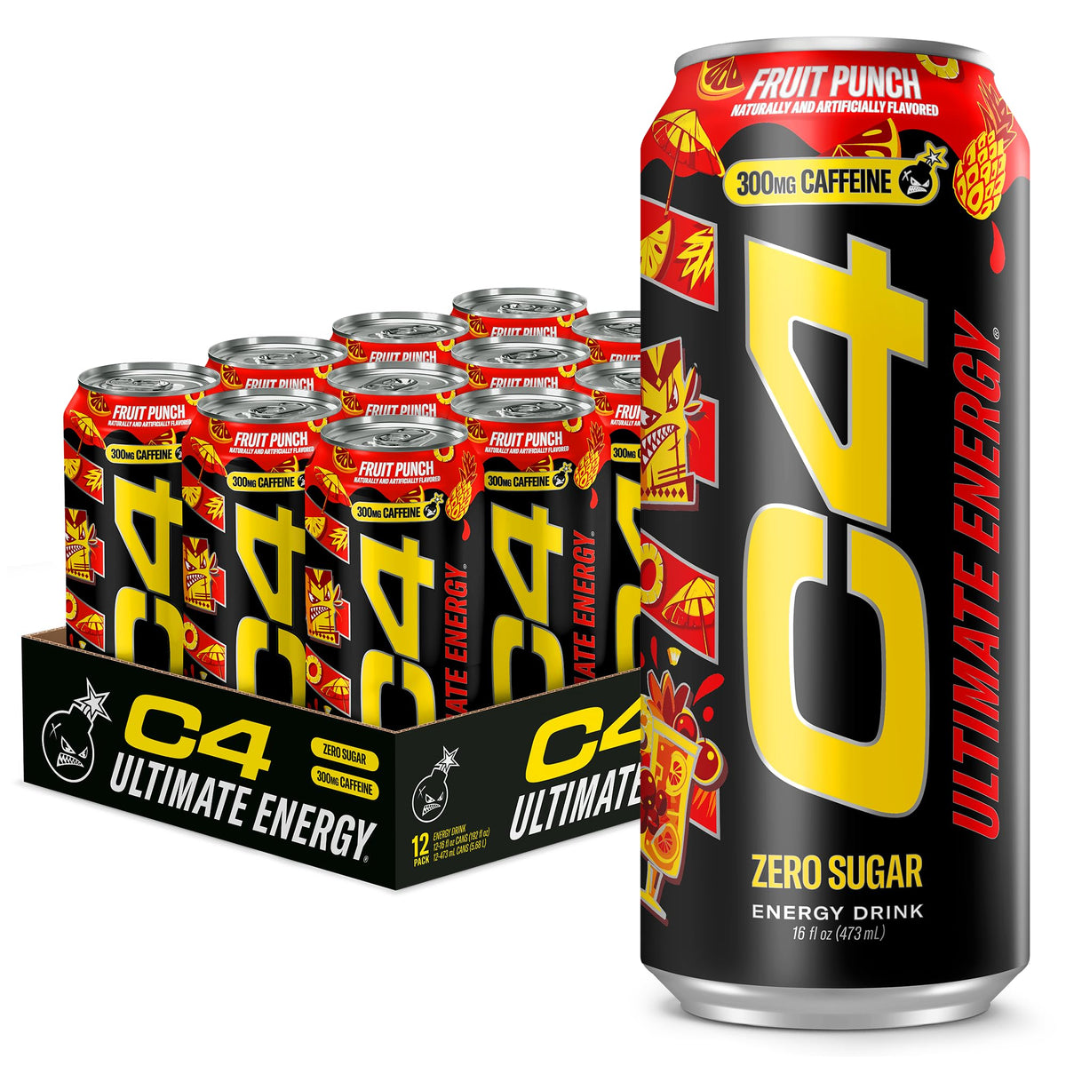C4 Ultimate Energy Drink, Zero Sugar, Sour Blue Razzilla, 12pk