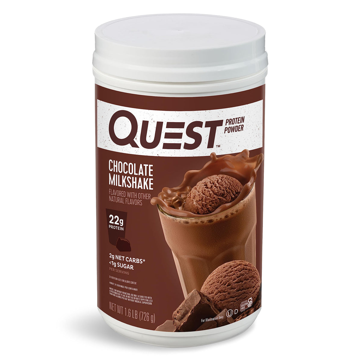 Quest Nutrition Vanilla Milkshake Protein Powder, 24g of Protein, 1g of Sugar, Low Carb, Gluten Free, 3 Pound, 43 Servings