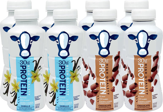Niro Assortment | Protein Shakes, Pack Of 8-4 Vanilla and 4 Chocolate Shake 11.5 Oz Each - Premium Protein Shake With Beverage Sleeve