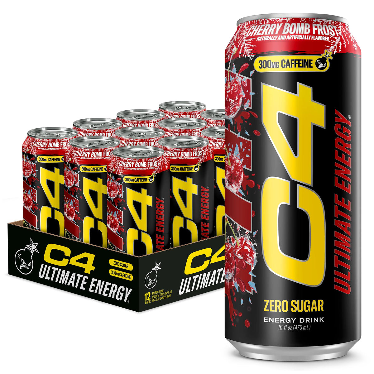 C4 Ultimate Energy Drink, Zero Sugar, Sour Blue Razzilla, 12pk