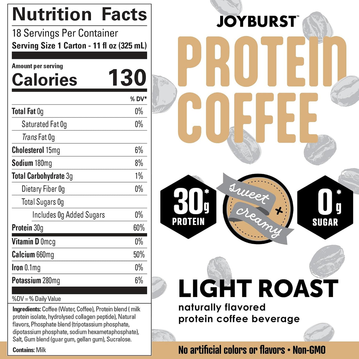 Joyburst Protein Coffee Beverage, Light Roast, 24 x 325mL