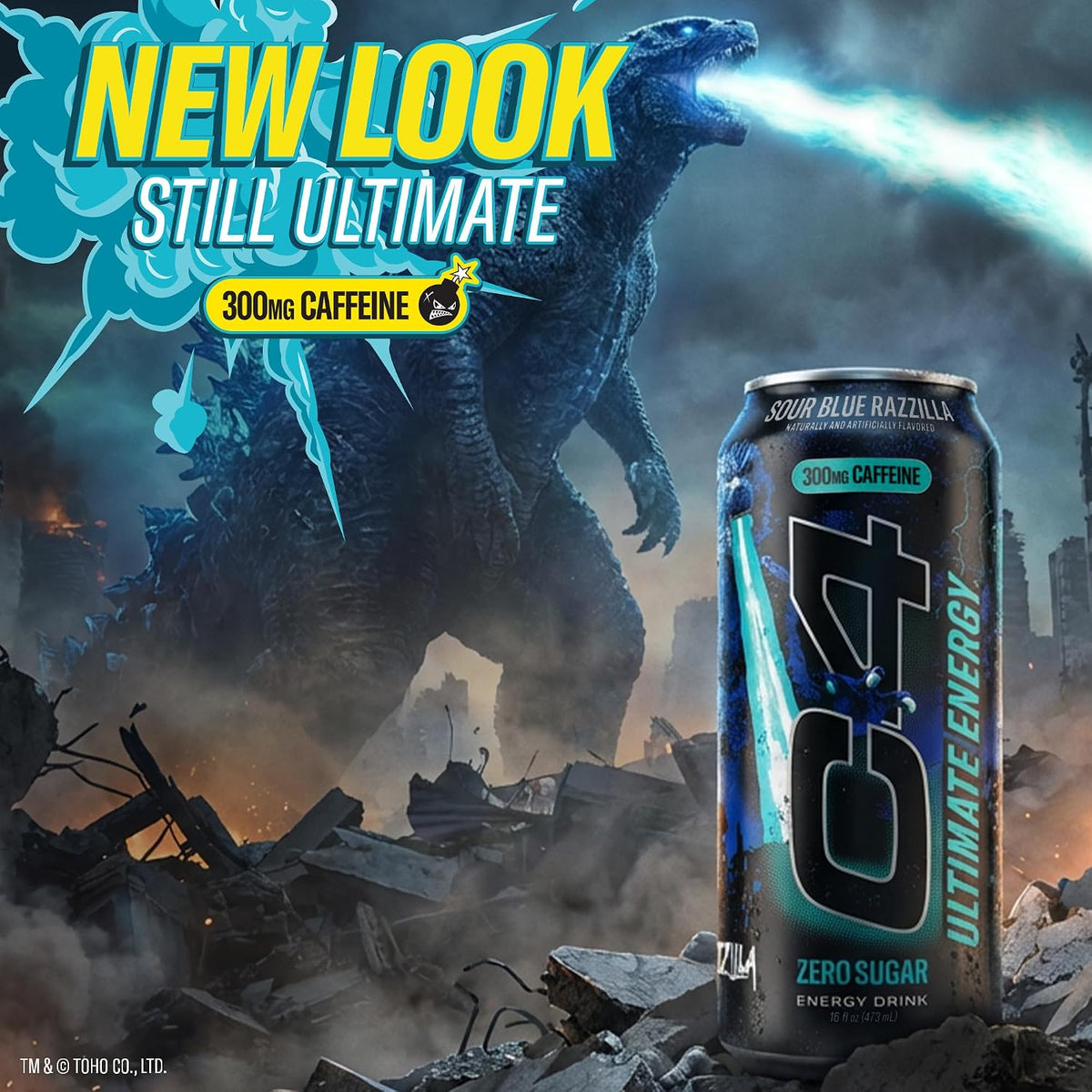 C4 Ultimate Energy Drink, Zero Sugar, Sour Blue Razzilla, 12pk